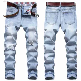 Designer New Breakthrough Jeans Light Youth Straight Mid Rise Herrenhose