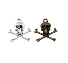 100 pz / lotto teschio pirata pendenti con ciondoli gioielli in lega fai da te bracciali adatti collana orecchini argento antico bronzo 2124mm A3352750709