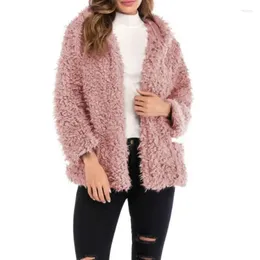 Pêlo feminino outono de inverno casaco quente mulheres cor sólida cor fofa de manga longa Teddy Bear Jackets Moda Casual Casual Roupas soltas