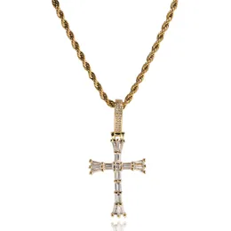 Hip Hop TopBling T Zircon Cross Pendant Necklace Women Men Gift Religion Jewelry