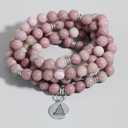 Strand oaiite 8mm Rubrica naturale Bracciale avvolto Preghiera di meditazione femminile 108 perle Mara per uomini