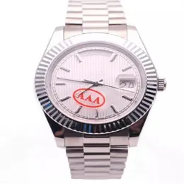 36 Watch Men's Watch Daydate Daydate Dial White Striped Dial عالي الجودة من الياقوت الزجاجي حركة أوتوماتيكية 316L من الفولاذ المقاوم للصدأ ST237W