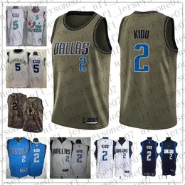 Anpassade herrar kvinnor ungdom dallas''Mavericks''2 Jason Kidd 5 Jason Kidd Camo Black Blue Red Basketball Throwback Jersey