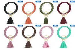 Braccialetti in gel di silice di moda con pendente a ciondolo di nappe portatile a colore solido silicone rotondo di silicone per donne Accessorio da polso alla moda 2739999