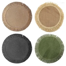 Table Mats Non-Slip Round Tassel Placemats Decorative Dinner Mat Simple Jute Insulated Placemat Western Food