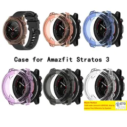 TPU Protector Bumper Watch Frame Case Cover för Xiaomi Amazfit Stratos 3 A1928 Smart Watch Band -bandtillbehör Stratos3 -marknadsföring ll