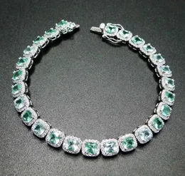 100 925 Sterling Silver Bracelet Tanzanite Green Spinel 5mm Stone Women Bracelet for Gift 2105244340476