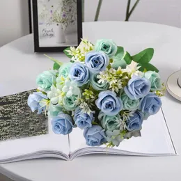 Decorative Flowers Fake Flower Decor Korean Style Exquisite Artificial Rose Bouquet For Home Wedding 10 Forks Simulation Bunch