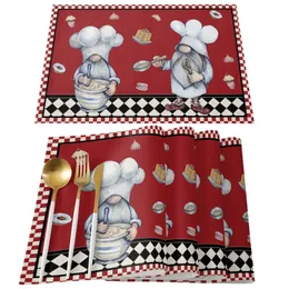 Kökskock gnome efterrätt placemat bröllopsfest matdekor linne bordsmatta tillbehör servett 231225
