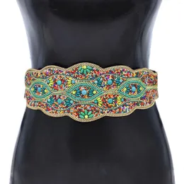 Belts Ldealway Nightclub Store Colorful Rice Ball Women's Belt Ethnic Declaration Girl Dance Wide Elastic Body