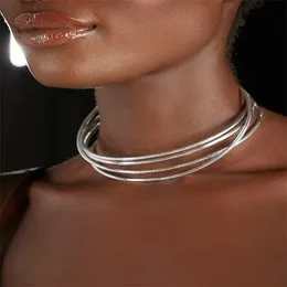 Ankunft Gold Silber Farbe Geometrische Choker Halskette Für Frauen Mode Weibliche Hals Drehmomente Kragen dorado 231225