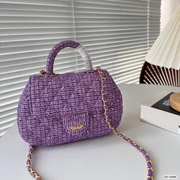 24c maniglia di lana borse a catena designer per spalla da donna borsa da donna a conchiglia da 24 cm a conchiglia cucita in oro chiusura metallica in metallo borse di lusso matelasse borse trasversali borse da cambio sacoche