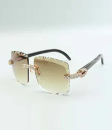 Солнцезащитные очки 2022 с режущими линзами размера XL и бриллиантами 3524020, натуральные черные текстурированные баффы с дужками, размер очков 5818140 мм7490077