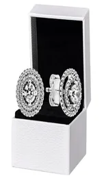 جديد متلألئ مزدوج هالة أقراط الصندوق الأصلي لـ 925 Sterling Silver Women Wedding Gift CZ Diamond arring5251314