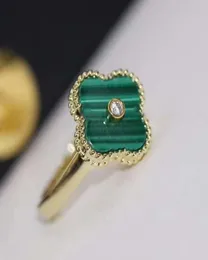 Projektant mody Pierścień kwiatowy Four Leaf Clover Clover Pierścienie dla kochanka Manaman Realu S925 Srebrny kamień naturalny SH4393722