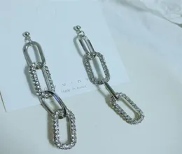 Rangho Brand Crystal Link Chain Długie kolczyki dla kobiet Silver Rhinestone Brincos Femme Gift Fashion Bijoux 2018264U9917975