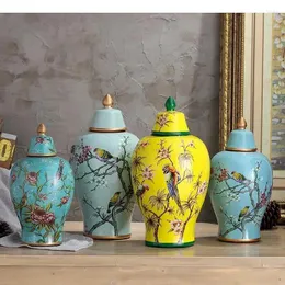 Bottles Painted Ceramic Vase Ornaments Classical Flowers And Birds Vases Multipurpose Antique Porcelain Storage Jars Rustic Home Decor