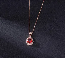 Genuine Real 14 K Rose Gold Pendant Natural Ruby Necklace Jewelry Slide Joyeria Fina Para Mujer Gemstone 14K Collares Necklaces 215425922