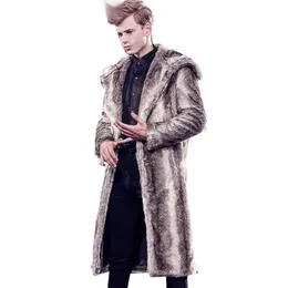 女性の毛皮のフェイクファーラグジュアリーブランド冬の男性毛皮のコート濃い温かい長いフェイクファーコートスリム長袖ジャケット偽の毛皮のコート