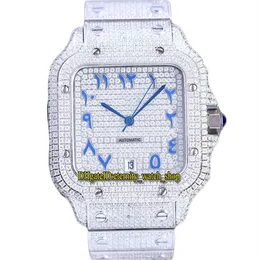 2022 TWF WW0013 Diamantes pavimentados ETA A2824 Relógio automático de homens gelados totalmente gelado de diamante azul 316L de aço inoxidável bracele310z