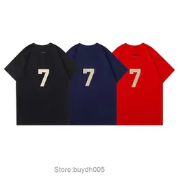 Hg77 2024 Novas camisetas masculinas e femininas da América do Norte High Street Fashion Brand Fears Essentialtshirt Trendy Season 7 Main Line 7 Flocking Impresso Manga Curta Coupl