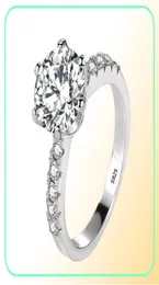 Yhamni luxuoso 2ct 8mm corte redondo moissanite pedra preciosa anéis de noivado de casamento para mulheres 925 joias de prata marca anel de noiva r426316319