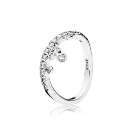 クリアCZダイヤモンド925スターリングシルバーリングセットロゴシャンデリア用のオリジナルボックス女性用の女の子の結婚式の宝石用