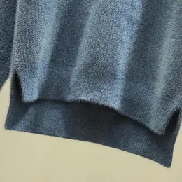 Kadın Sweaters Yüksek Yakalı Sweater Sıcak kalınlaşmış Örtme Örgütü Kazak Yende Bölünmüş Hem Rahat