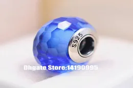 2 Stück 925 Sterling Silber blau faszinierende facettierte Murano-Glasperlen passen zu Stil-Schmuck-Charm-Armbändern und Halsketten8982135