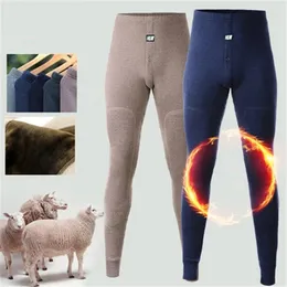 Il ginocchio di lana di fanceey merino addensato pantaloni bianche di biancheria termica uomo in inverno pile di stoffa lungo John uomini leggings leggerosi Underpants super calda 231225