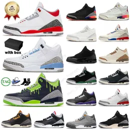 Autêntico Jumpman 3 Homens Mulheres 3s Com Caixa Basquete Sapatos Esportes Jodas Pine Gree Doernbecher Hugo J Balvin Rio Fire Red Oreo UNC Designer Sapatilhas Treinadores Tamanho Grande 13