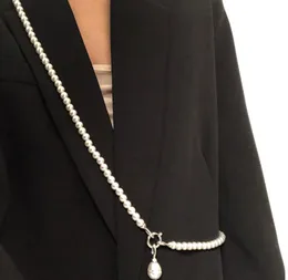 Модный дизайн, ниша, авангард, жемчужное ожерелье с подвеской в виде капли, костюм, через плечо, простая цепочка с орнаментом2195506