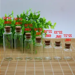 Hot Sale Small mini frascos de garrafa de cortiça Glass transparente desejando recipiente de garrafa de deriva com cortiça 5ml 1ml 2ml 3ml 4ml 5ml 6ml 7ml 10ml 15ml qgxg