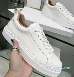المصمم Laurens Sneaker Women أحذية غير رسمية ذات جودة خشبية من طراز خشب Linen Calfskin Lace Up Leather Sineakers Size Size