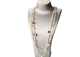 Collier avec pendentifs en perles De camélia pour femmes, Double couche, longues chaînes, numéro 5, fleur, bijoux De fête, 9433380