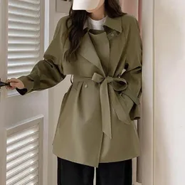 Damengrabenmäntel Frühling und Herbst Korean Edition Design Asymmetrisch locker lässiger, mittelgroße Windbrechermantel für Frauen