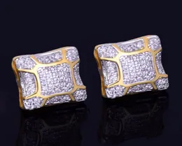 New Gold Star Hip Hop Biżuteria 11 mm Square Cracle Cracke For Men Women039s Ice Out CZ Stone Rock Street Three Colours6078021