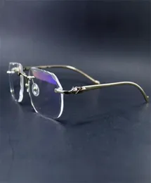Diamant Cut Gereeglasses Frame Clear Rimless Eye Glasses Frame för män och kvinnor Lyxiga glasögon EE Gau8558693