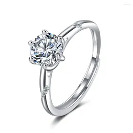 Cluster Rings D Color VVS1 Ex Moissanite Ring 1CT Round Diamond Solitaire Engagement 925 Sterling Silver for Women MSR003
