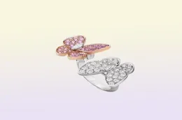 Anillos de mariposa de cristal a la moda para mujeres y niñas, anillo con dije apilable Original, apto para parejas, familiares, amigos, joyería de fiesta 296b2582892