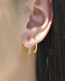 colorful cz hoops earring 925 sterling silver fine jewelry mini small hoop colorful stone summer design fashion nice ear jewelry4855259