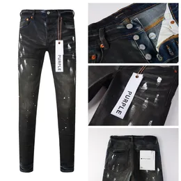 jeans di marca viola Jeans firmati per moto skinny da uomo Pantaloni patchwork di lusso strappati con buco a tutto tondo jeans viola a pois a gamba sottile all'ingrosso