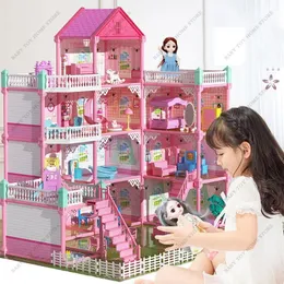 Montessori Doll Houses 3D 조립 DIY 미니어처 인형 집 액세서리 빌라 공주 성 소녀의 생일 선물 장난감 주택 231225