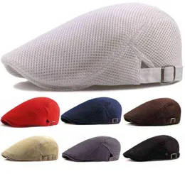 2021 модные летние мужские шапки с дышащей сеткой, кепки для газетных мальчиков, уличные Gorros, модные солнцезащитные шляпы, плоская кепка, регулируемые кепки унисекс, Go7211304