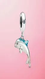 HOT 925 STERLING SILVER SHIMMERING DOLPHIN DANGLES CHARM BEAD FIT ORIGINAL BRACELET NECKLACE 2021到着ジュエリー1077990