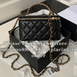 12A All-New Mirror Quality Designer Mini Diamant Buchstaben Griff Taschen Frauen Luxurys Lambskin Handtaschen Echtes Leder gesteppt schwarze Geldbörse Kosmetische Schulterbox-Tasche