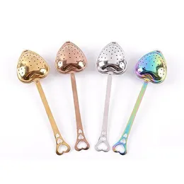 Coffee Tea Tools Stainless Strainer Heart Shaped Infusers Teas Filter Reusable Mesh Ball Spoon Steeper Handle Shower Spoons Fy5185 Dhtpw
