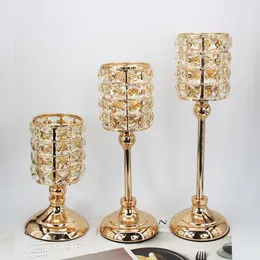 Золотые хрустальные подсвечники, набор из 3 шт. для камина, журнального столика, декор мантии, свадебное украшение для дома на Хэллоуин, центральные детали