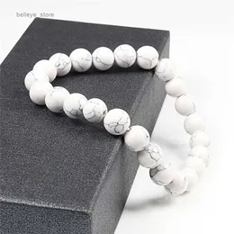 Pendant Necklaces High Quality Natural Stone Bracelets Couple Distance Beads Black Lava Rock Stone White Stretch Charm Strand Bracelet Men JewelryL231225