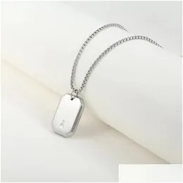 Pendant Necklaces Mens High Polished Dog Tag Rock Punk Sier Color Stainless Steel Geometric Arrow Collar Gifts For Him Drop Delivery J Ottof